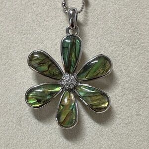 Lia Sophia Green Floral Pendant Necklace